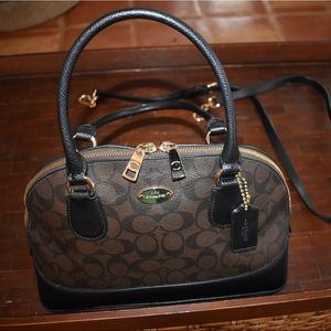 Coach Brown/black Signature Sierra Satchel
